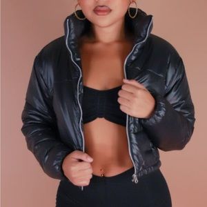 black cropped puffer jacket